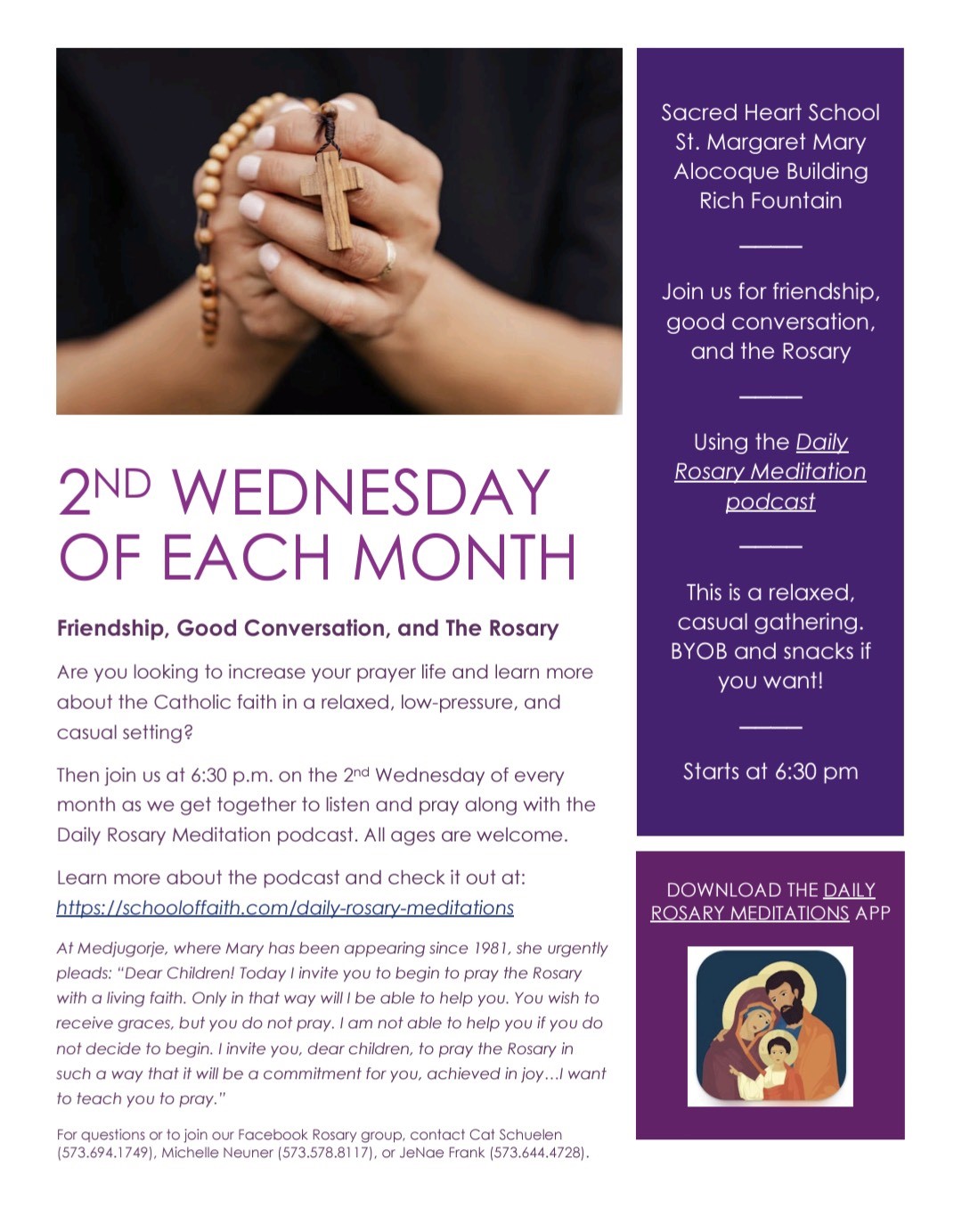 Rosary 2nd Wednesday Of Each Month